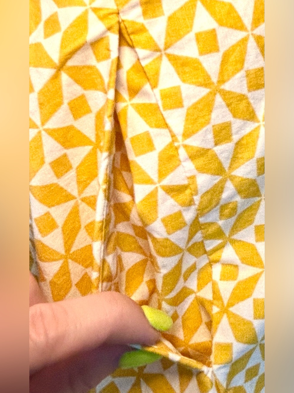 Boden Sophia Mustard Yellow, White Geometric Daisy Cotton Shirt Dress, Size 8 - Picture 9 of 16